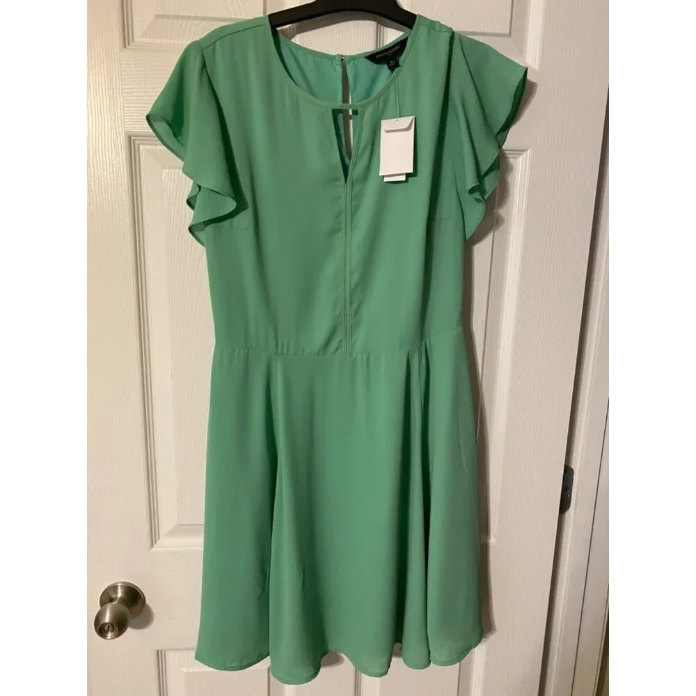 Banana Republic Dress Green 6 Small Short Sleeve  A Line NWT Washable NEW